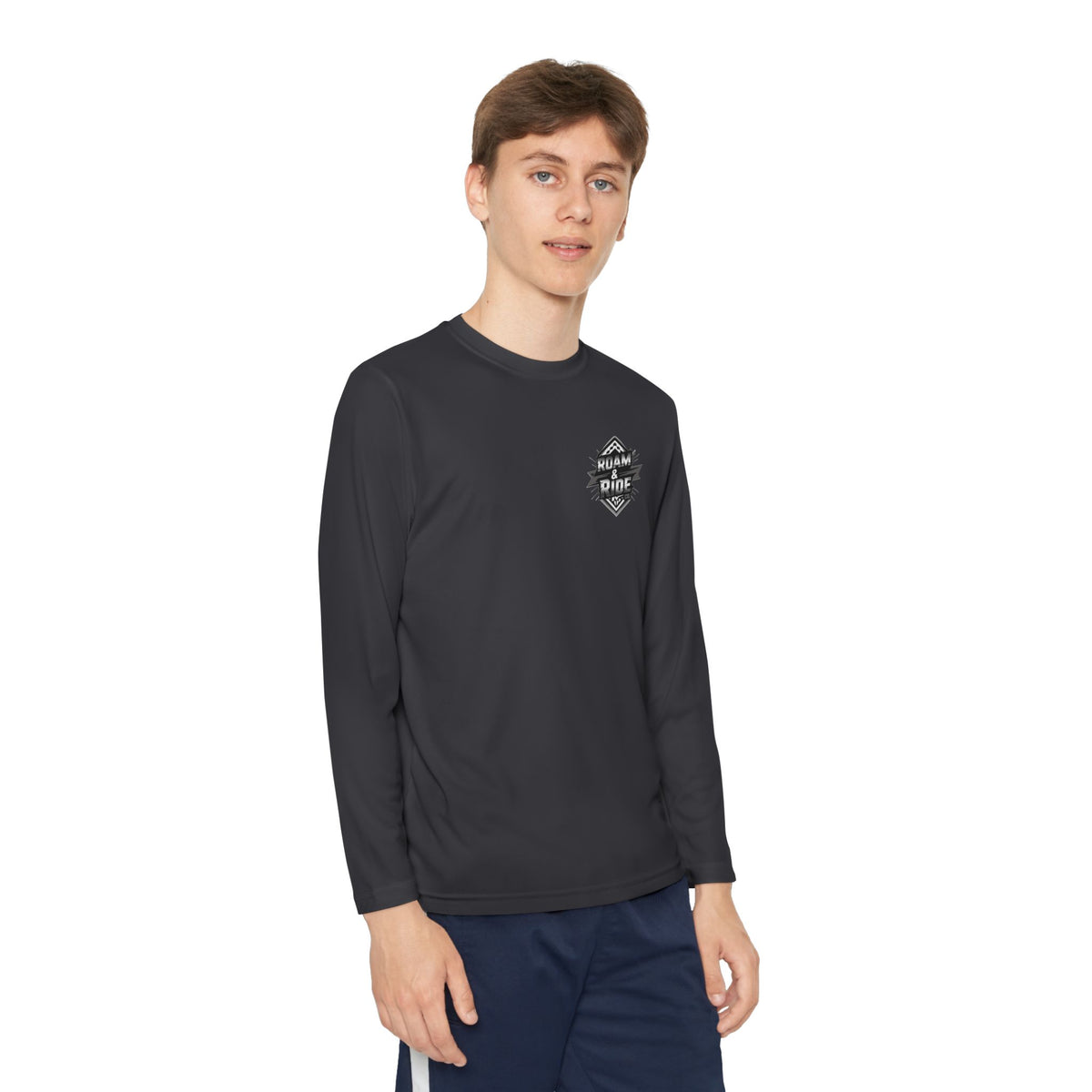 Roam & Ride Co. Grayscale Logo - Youth Long Sleeve T-Shirt