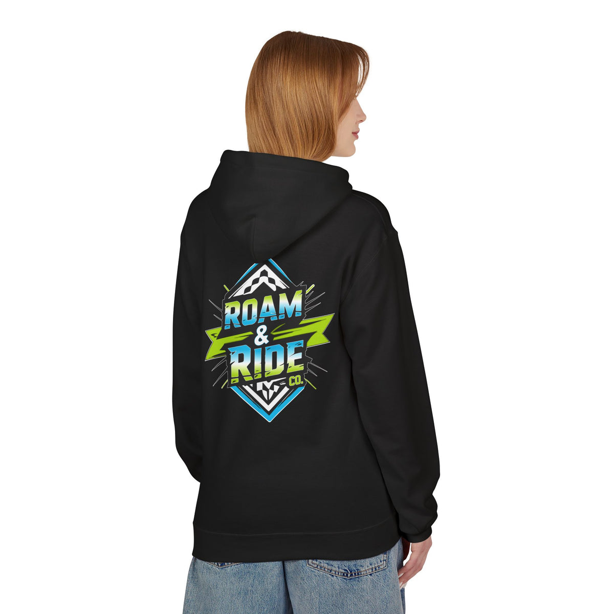 Roam & Ride Co. Blue Green Logo - Unisex Fleece Hoodie