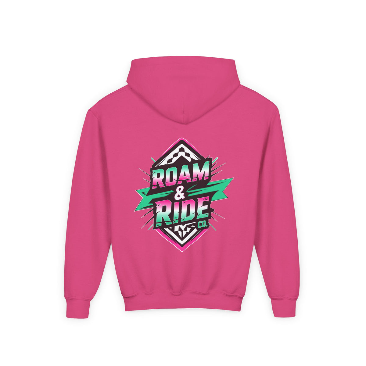 Roam & Ride Co. Teal Pink Logo - Youth Hoodie