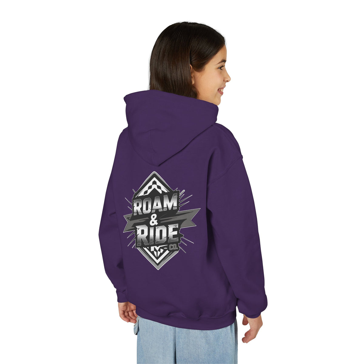 Roam & Ride Co. Grayscale Logo - Youth Hoodie