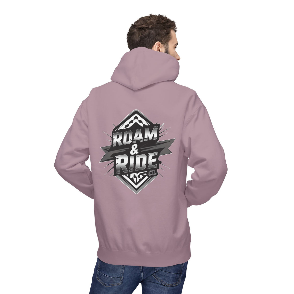 Roam & Ride Co. Grayscale Logo - Unisex Fleece Hoodie