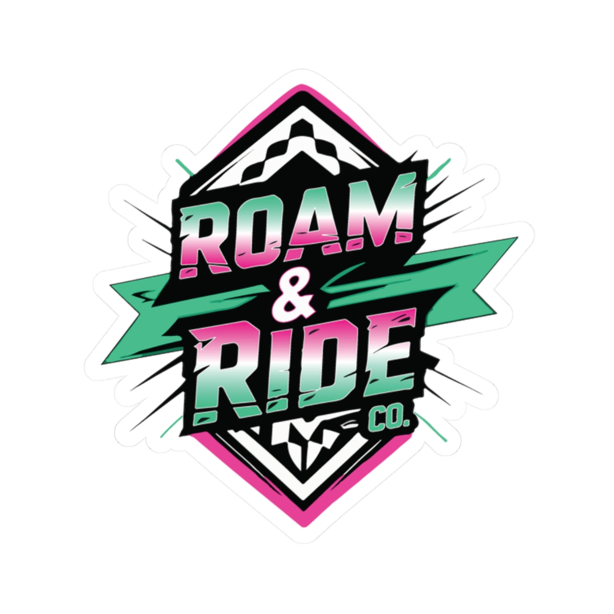 Roam & Ride Co. Teal Pink Logo - Stickers